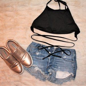 Black Going Out Cropped Top